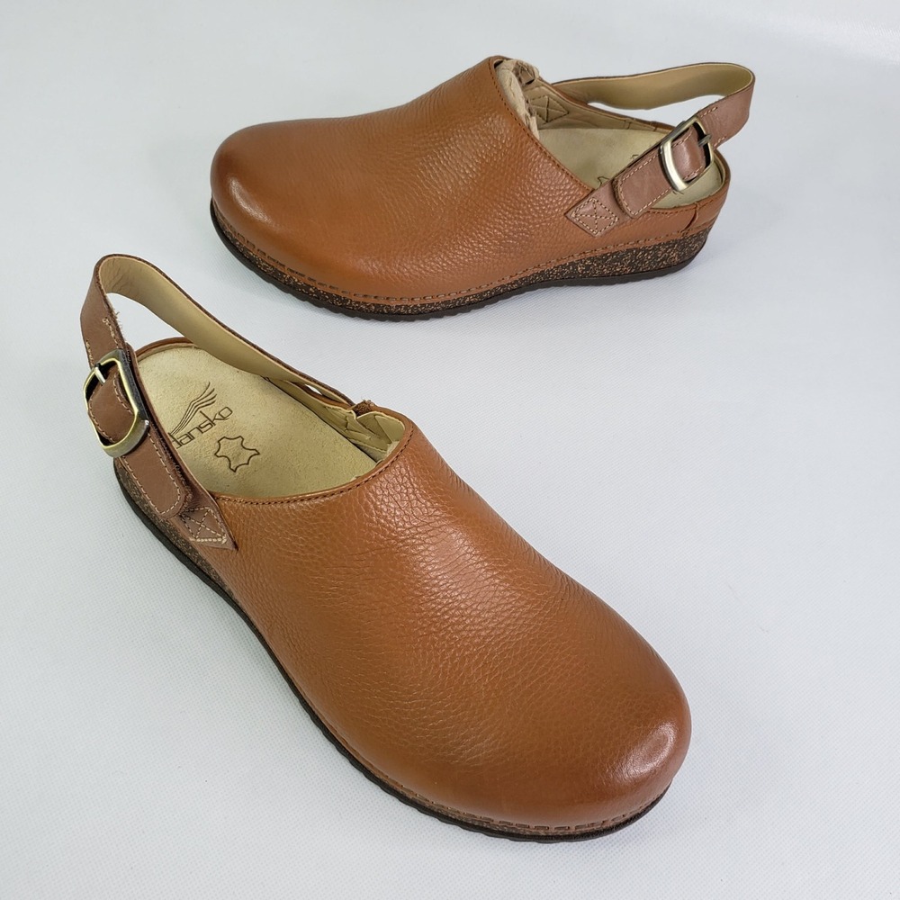 Dansko Mule Clogs Womens 40 US 9.5 Brown Leather Merrin Slingback Comfort Shoes